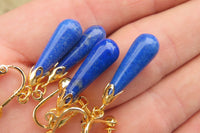 Polished Pair of Lapis Lazuli Tear Drop Clip On Earrings - Sold Per Pair - From Afghanistan