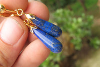 Polished Pair of Lapis Lazuli Tear Drop Clip On Earrings - Sold Per Pair - From Afghanistan