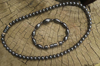 Polished Hematite Beaded Necklace and Bracelet Combo Set  - Sold Per Set - From Southern Africa