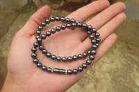 Polished Hematite Beaded Necklace and Bracelet Combo Set  - Sold Per Set - From Southern Africa