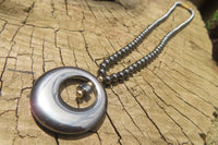 Polished Hematite Beaded Necklace with Donut Moon Pendant - Sold Per Item - From Southern Africa