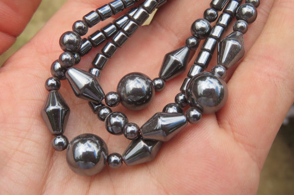 Polished Hematite Mixed Bead Beaded Necklace - Sold Per Item - From Southern Africa