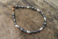 Polished Hematite and Freshwater Pearl Beaded Bracelet- Sold Per Item - From Southern Africa