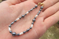 Polished Hematite and Freshwater Pearl Beaded Bracelet- Sold Per Item - From Southern Africa