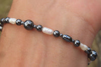 Polished Hematite and Freshwater Pearl Beaded Bracelet- Sold Per Item - From Southern Africa