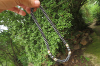 Polished Hematite and Freshwater Pearl Twisted Beaded Necklace - Sold Per Item - From Southern Africa