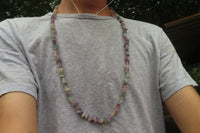 Polished Watermelon Fluorite Beaded Tumble Chip Necklace - Sold Per Item - From Namibia