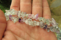 Polished Watermelon Fluorite Beaded Tumble Chip Necklace - Sold Per Item - From Namibia