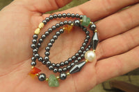 Polished Hematite, Carnelian, Aventurine and Freshwater Pearl Beaded Necklace - Sold Per Item - From Southern Africa