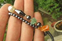 Polished Hematite, Carnelian, Aventurine and Freshwater Pearl Beaded Necklace - Sold Per Item - From Southern Africa