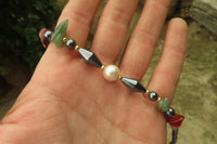 Polished Hematite, Carnelian, Aventurine and Freshwater Pearl Beaded Necklace - Sold Per Item - From Southern Africa