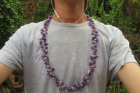 Polished Chevron Amethyst Hawaiian Style Beaded Tumble Chip Necklace - Sold Per Item - From Zambia