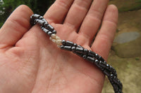 Polished Hematite and Freshwater Pearl Triple Twisted Beaded Necklace - Sold Per Item - From Southern Africa