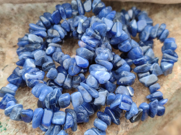 Polished Sodalite Beaded Tumble Chip Necklace - Sold Per Item - From Namibia