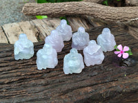 Polished Mini Rainbow Fluorite Buddha Carvings - sold per item - From Uis, Namibia