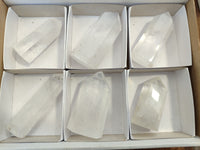 Polished Frosted Quartz Crystal Points x 6 From Madagascar