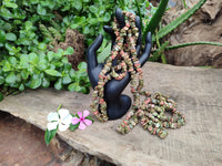 Polished Unakite Beaded Tumble Chip Necklace - Sold Per Item - From South Africa