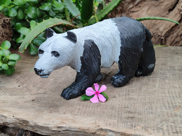 Hand Made Wonder Stone Panda Carving x 1 From Zimbabwe