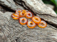 Polished Box of Fossilized Baltic Amber Donut Rings for Pendants x 39 From Poland