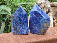 Polished Sodalite Points x 2 From Kunene River, Namibia