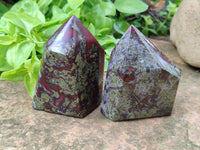 Polished Bastite Dragons Blood Point-Prism x 6 From Tshipise, South Africa