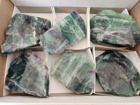 Polished on One Side Watermelon Fluorite Pieces x 6 From Namibia