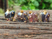 Polished Banded Tiger Iron Jasper Elephant Pendant with 9ct Gold Bail and Trim - Sold Per Item - From Australia