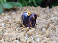 Polished Banded Tiger Iron Jasper Elephant Pendant with 9ct Gold Bail and Trim - Sold Per Item - From Australia