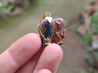 Polished Banded Tiger Iron Jasper Elephant Pendant with 9ct Gold Bail and Trim - Sold Per Item - From Australia