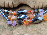 Polished Hematite, Carnelian, Amethyst Beaded Necklace x 3 From Southern Africa