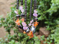 Polished Hematite, Carnelian, Amethyst Beaded Necklace x 3 From Southern Africa