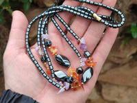 Polished Hematite, Carnelian, Amethyst Beaded Necklace x 3 From Southern Africa