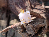 Polished Rose Quartz Elephant Pendant with 9ct Gold Bail and Trim - Sold Per Item - From South Africa