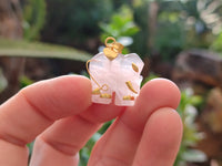 Polished Rose Quartz Elephant Pendant with 9ct Gold Bail and Trim - Sold Per Item - From South Africa