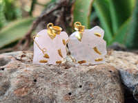 Polished Rose Quartz Elephant Pendant with 9ct Gold Bail and Trim - Sold Per Item - From South Africa