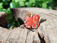 Polished Red Jasper Elephant Pendant with 9ct Gold Bail and Trim - Sold Per Item - From South Africa