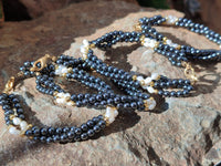 Polished Hematite and Freshwater Pearl Beaded Bracelet - Sold Per Item - From Southern Africa