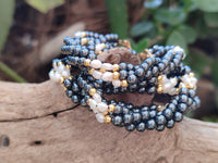 Polished Hematite and Freshwater Pearl Beaded Bracelet - Sold Per Item - From Southern Africa