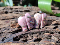 Polished Rhodonite Pink Elephant Pendant with Silver Bail and Trim - Sold Per Item - From Madagascar