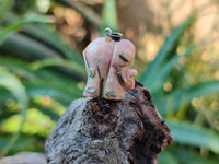 Polished Rhodonite Pink Elephant Pendant with Silver Bail and Trim - Sold Per Item - From Madagascar