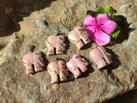 Polished Rhodonite Pink Elephant Pendant with Silver Bail and Trim - Sold Per Item - From Madagascar