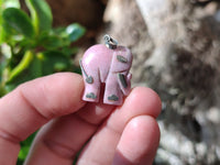 Polished Rhodonite Pink Elephant Pendant with Silver Bail and Trim - Sold Per Item - From Madagascar