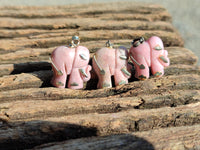 Polished Rhodonite Pink Elephant Pendant with Silver Bail and Trim - Sold Per Item - From Madagascar