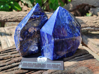 Polished Sodalite Points x 2 From Kunene River, Namibia