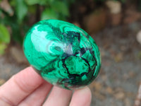 Polished Flower Banded Malachite Eggs x 4 From Congo