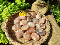 Polished Flower Agate Palm Stones x 24 From Madagascar