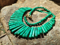 Polished Flower Banded Malachite Egyptian Choker Necklace - Sold Per Item - From Congo