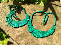 Polished Flower Banded Malachite Egyptian Choker Necklace - Sold Per Item - From Congo