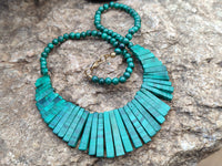 Polished Flower Banded Malachite Egyptian Choker Necklace - Sold Per Item - From Congo