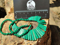 Polished Flower Banded Malachite Egyptian Choker Necklace - Sold Per Item - From Congo